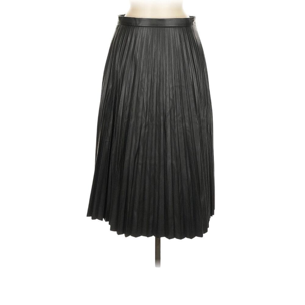 7 For All Mankind Vegan Leather Pleated Midi Skirt Size M NWT
